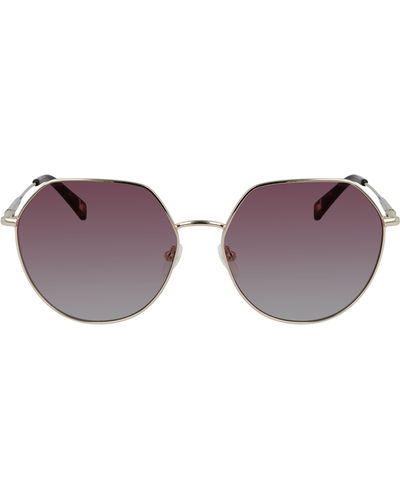 Longchamp Roseau 60mm Gradient Round Sunglasses - Purple