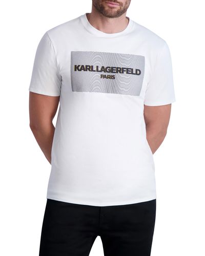 Karl Lagerfeld Square Swirl Logo Graphic Tee - White