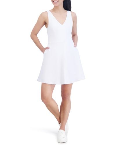 SAGE Collective Sleeveless Fit & Flare Tennis Dress - White