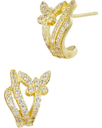 Savvy Cie Jewels 18k Gold Plated Sterling Silver Cubic Zircona Butterfly Huggie Hoop Earrings - Metallic