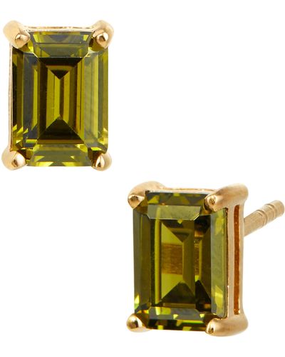 Savvy Cie Jewels Vermeil Sterling Silver Emerald Cut Cz Box Stud Earrings - Metallic