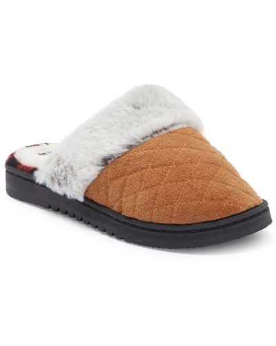 Børn Quilted Scuff Slipper With Faux Fur - White