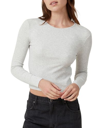 Cotton On The One Long Sleeve Rib T-shirt - Gray