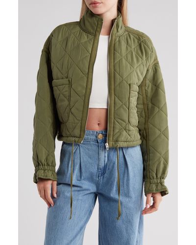 Blank NYC Cropped Quilted Jacket - Green
