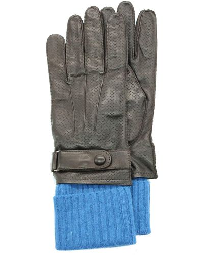 Portolano Knit Cuff Leather Gloves - Gray
