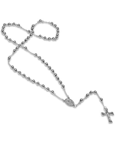 HMY Jewelry Stainless Steel Rosary Crucifix Y-necklace - Metallic