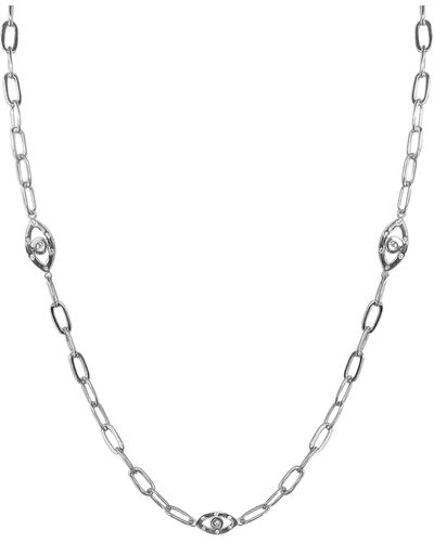 Liza Schwartz Grand Evil Eye Cz Station Chain Necklace - Metallic