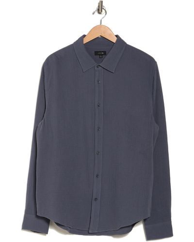 Joe's Theo Textured Cotton Button-up Shirt - Blue