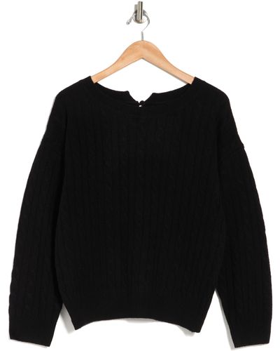RTA Halket Cable Knit Wool & Cashmere Sweater In Jet Black At Nordstrom Rack
