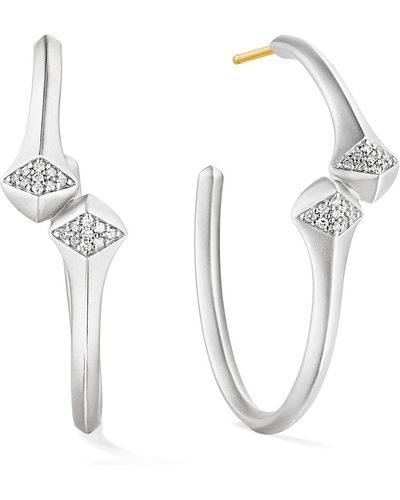 Judith Ripka Iris Diamond Hoop Earrings - White