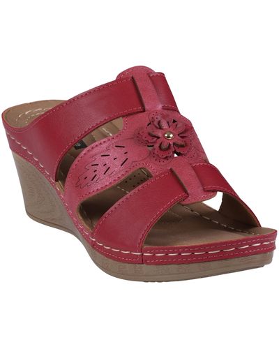 Gc Shoes Spring Floral Wedge Sandal - Red