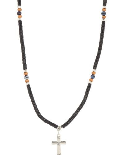 AREA STARS Bead Cross Necklace - Black