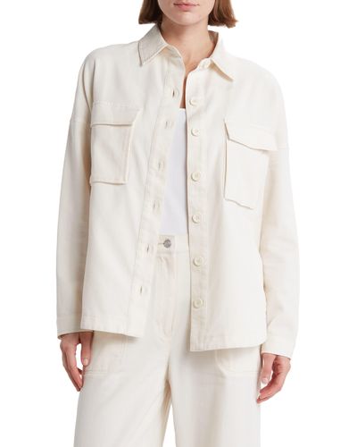 Max Studio Oversize Textured Piqué Shirt Jacket - White