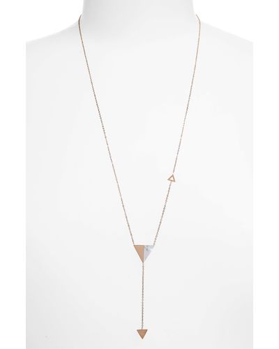 THE KNOTTY ONES Triangle Pendant Drop Y-necklace - White