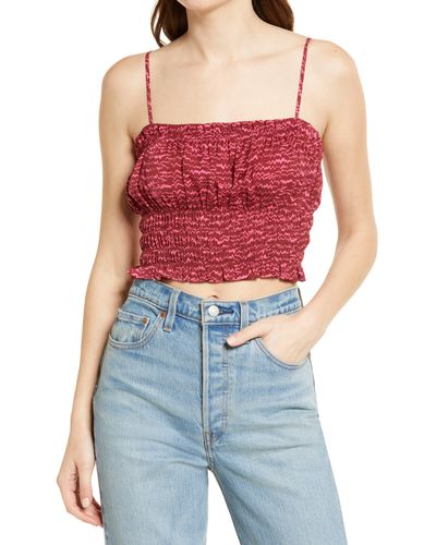 Melrose and Market Smocked Cropped Camisole - Red