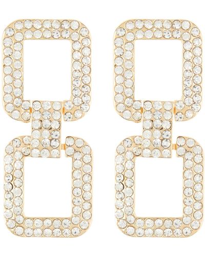 Cara Crystal Double Link Drop Earrings - White