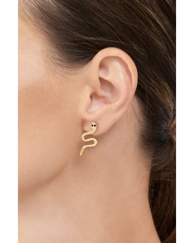 Adornia 14k Yellow Gold Plated Swarovski Crystal Snake Stud Earrings - Natural