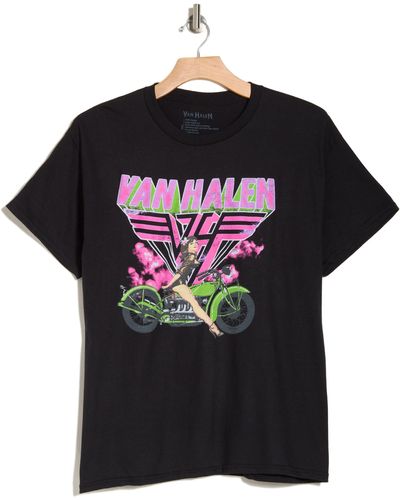 Merch Traffic Van Halen Motorcycle Cotton Graphic T-shirt - Black