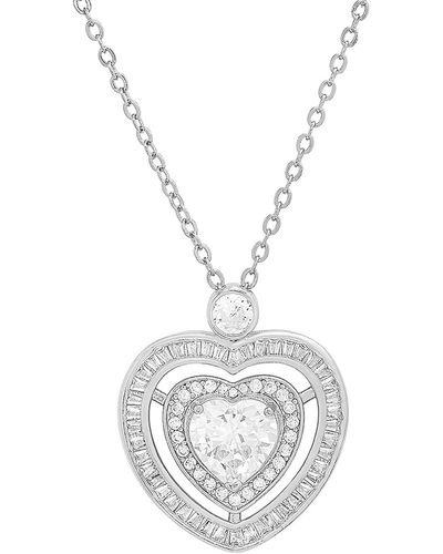 HMY Jewelry 18k White Gold Plated Crystal Heart Pendant Necklace