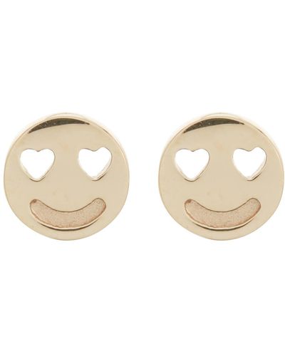 EF Collection 14k Yellow Gold Happiness Stud Earrings - Natural