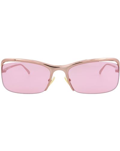 Bottega Veneta 63mm Rectangle Sunglasses - Pink