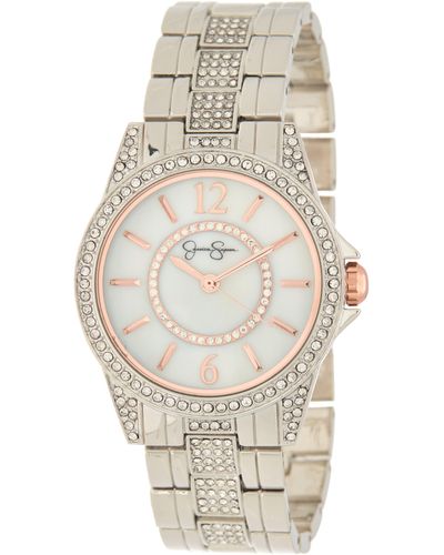 Jessica Simpson Crystal Bracelet Strap Watch - Natural