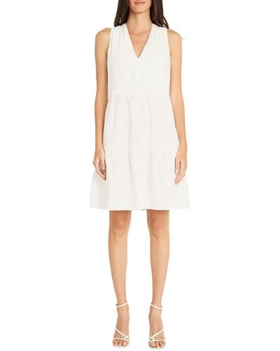 Maggy London Sleeveless Tiered Fit & Flare Dress - White