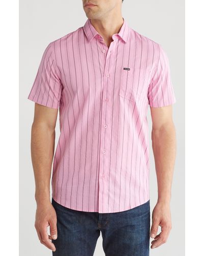 Volcom Warbler Regular Fit Cotton Button-up Shirt - Pink