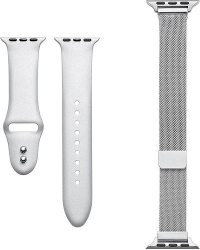 The Posh Tech Assorted 2-pack Silicone & Stainless Steel Apple Watch® Watchbands - White
