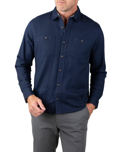 Tailor Vintage Flannel Twill Button-up Shirt - Blue