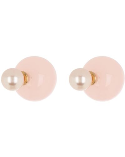 Cara Imitation Pearl Front/back Stud Earrings - Pink