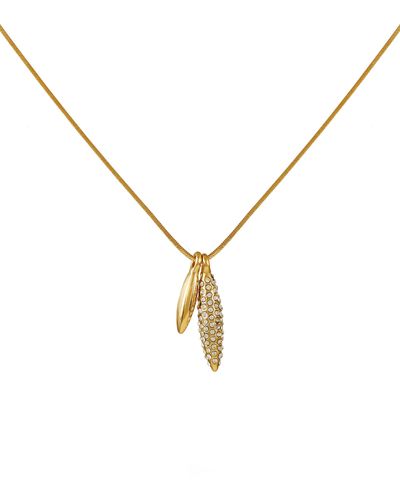 Vince Camuto Crystal Stone Leaf Pendant Necklace - Metallic