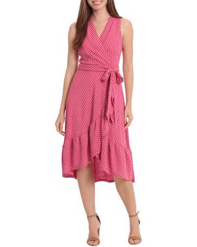 London Times High-low Belted Dress - Pink