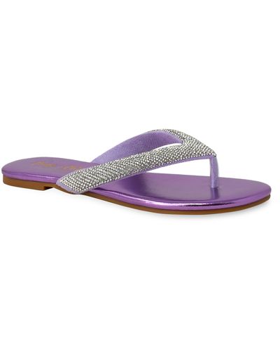 In Touch Footwear Rhinestone Thong Slip-on Sandal - Multicolor