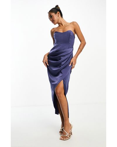 ASOS Strapless Satin Cocktail Dress - Blue