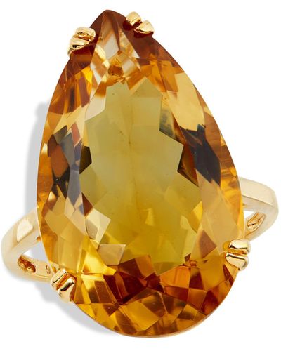 Savvy Cie Jewels Sterling Silver & Pear Citrine Ring - Orange