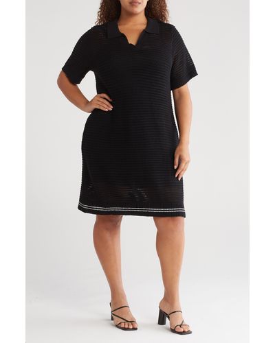 Bobeau Crochet Dress - Black