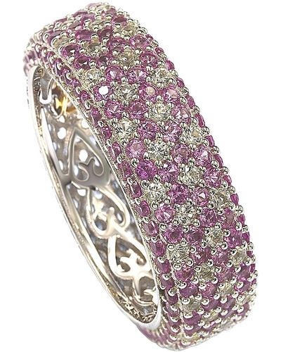 Suzy Levian Sterling Silver Pavé Pink & White Sapphire Diamond Accent Eternity Band Ring