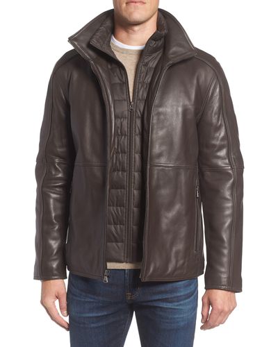 Marc New York Hartz Leather Jacket With Quilted Bib - Brown