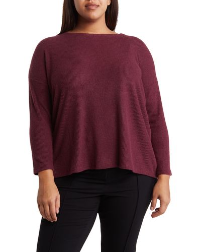 Heather by Bordeaux Ribbed Knit Long Sleeve Sweater - Red