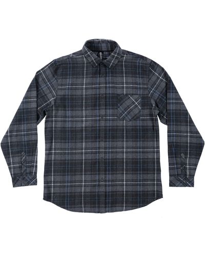 Burnside Plaid Flannel Long Sleeve Button-up Shirt - Blue