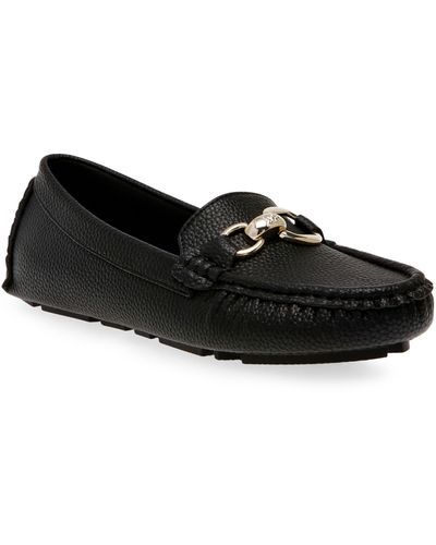 Anne Klein Snaffle Faux Leather Loafer - Black