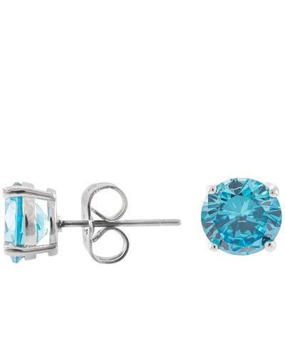 CZ by Kenneth Jay Lane Round Cz 4 Prong Luxe Earrings - Blue