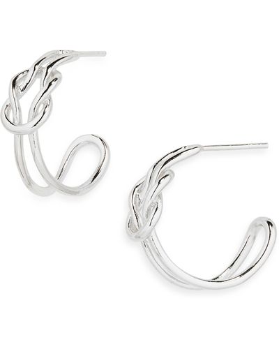 Argento Vivo Sterling Silver Knotted Hoop Earrings - Metallic