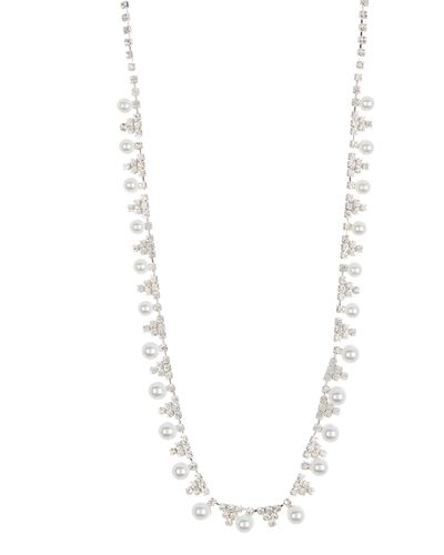 Tasha Crystal & Imitation Pearl Necklace - White