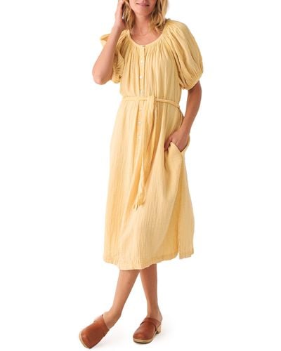 Faherty Dream Cotton Double Gauze Midi Dress - Yellow
