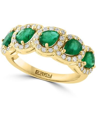 Effy 14k Gold Diamond & Emerald Ring - Green