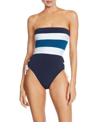 Robin Piccone Emma Colorblock Side Lace-up One-piece Swimsuit - Blue