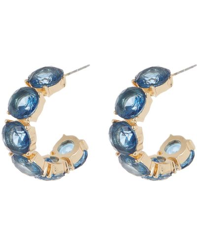 Tasha Crystal Huggie Hoop Earrings - Blue