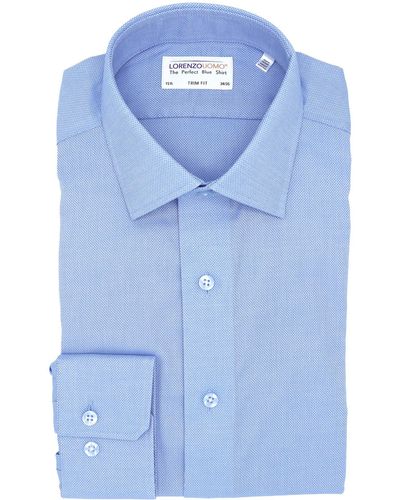 Lorenzo Uomo Royal Oxford Trim Fit Dress Shirt - Blue